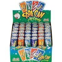 Kidsmania Soda Can Fizz Candy Variety Pack: Sprint Lemon Lime, Loca Cola, Crash Orange, Splash Grape - 0.25 Ounce, 72-Pack