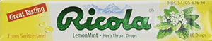 Ricola Cough Suppressant Throat Drops, Natural Lemon-mint Herb Throat Drops, 10 Drops Per Stick (Pack of 24)