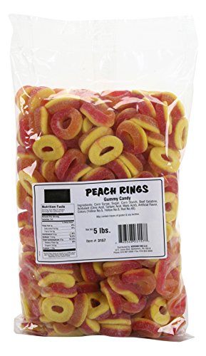 Dr. Snack Gummy Candy, Peach Rings, 5 Pound
