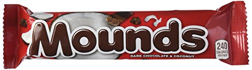 Peter Paul Mounds Candy Bar, Dark Chocolate Coconut Filled, 1.75-Ounce Bars (Pack of 36)