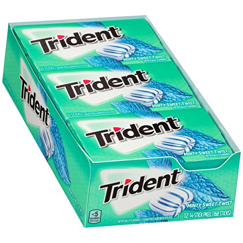 Trident Sugar Free Gum, Minty Sweet Twist, 14 Count (12 Pack)