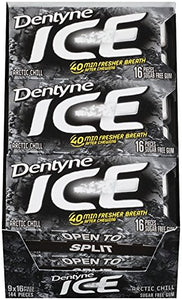 Dentyne Ice Sugar-Free Gum (Arctic Chill, 16 Piece, Pack of 9)