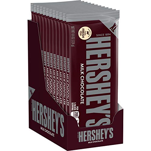 HERSHEY'S Milk Chocolate Bulk Holiday Candy, 4.4 Ounce, Extra Large Bars, 12 Count