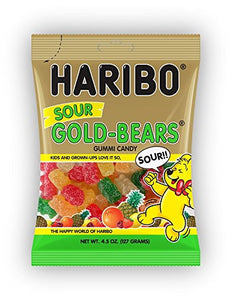 Haribo Gummi Candy, Sour Gold-Bears, 4.5-Ounce (Pack of 12)