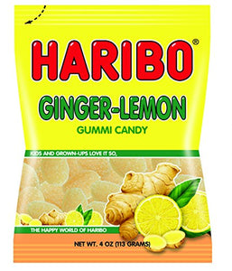Haribo Gummy Candy, Ginger Lemon, 4-Ounce (Pack of 12)