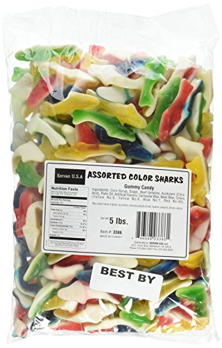 Kervan Assorted Gummy Sharks, Bulk Bag Of 5 Pound - Halal