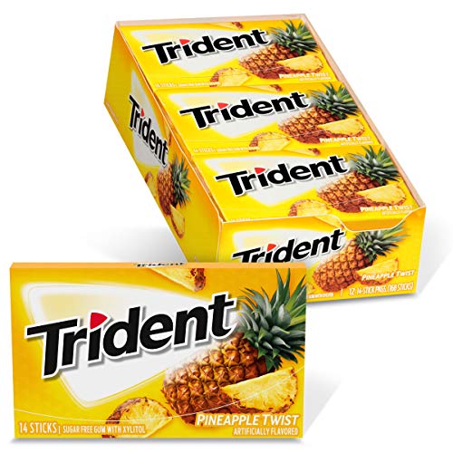 Trident Pineapple Twist Sugar Free Gum, 12 Packs of 14 Pieces (168 Total Pieces)