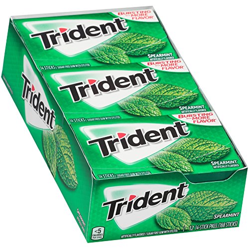 Trident Sugar Free Gum Spearmint, 14 ct (Pack of 12)