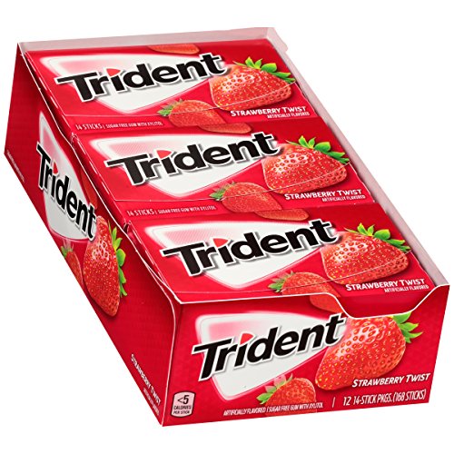 Trident Sugar Free Gum, Strawberry Twist, 12 Pack