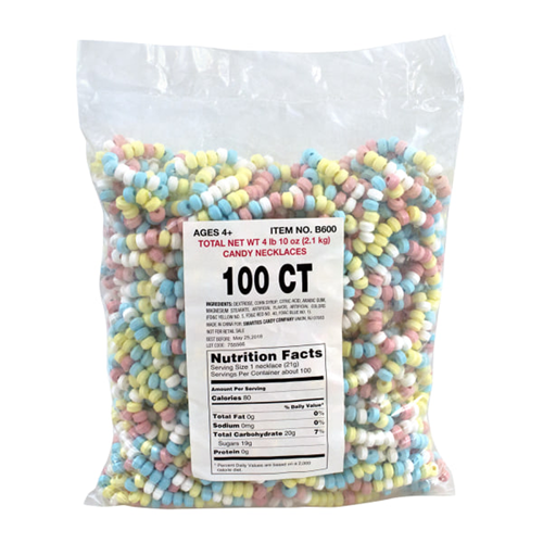 Smarties Candy Necklaces - Un-Wrapped- Bulk Bag of 100